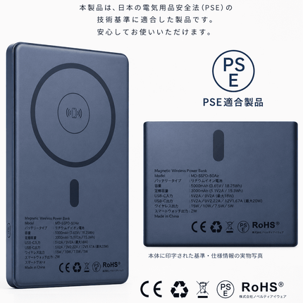 準固体モバイルバッテリー 5000mAh Ultra Slim【最薄級5.5mm/軽量98g】